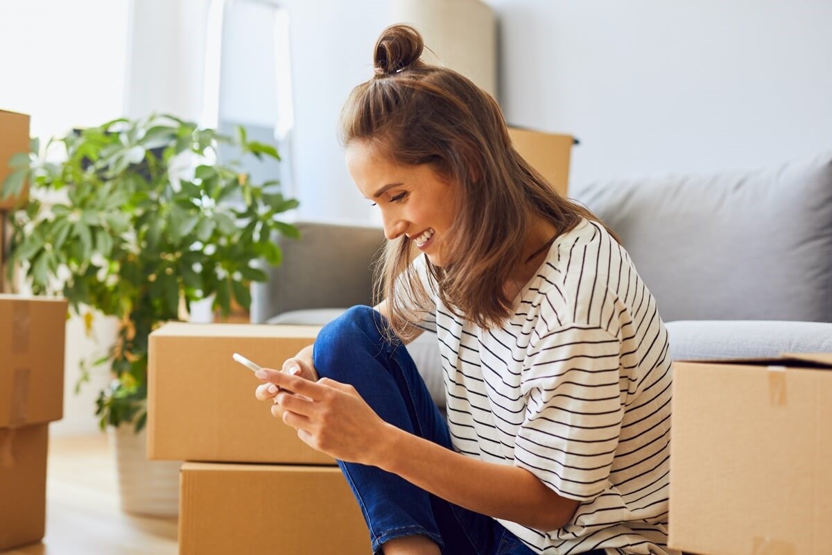 Young woman moving home Young woman moving home