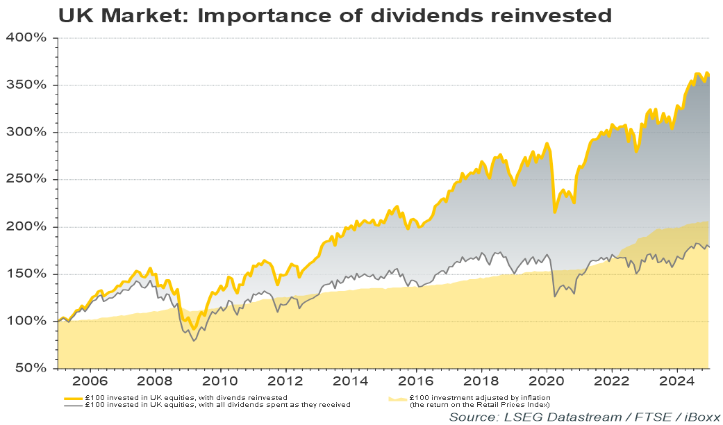 Diagram showing importance of dividend reinvestment
