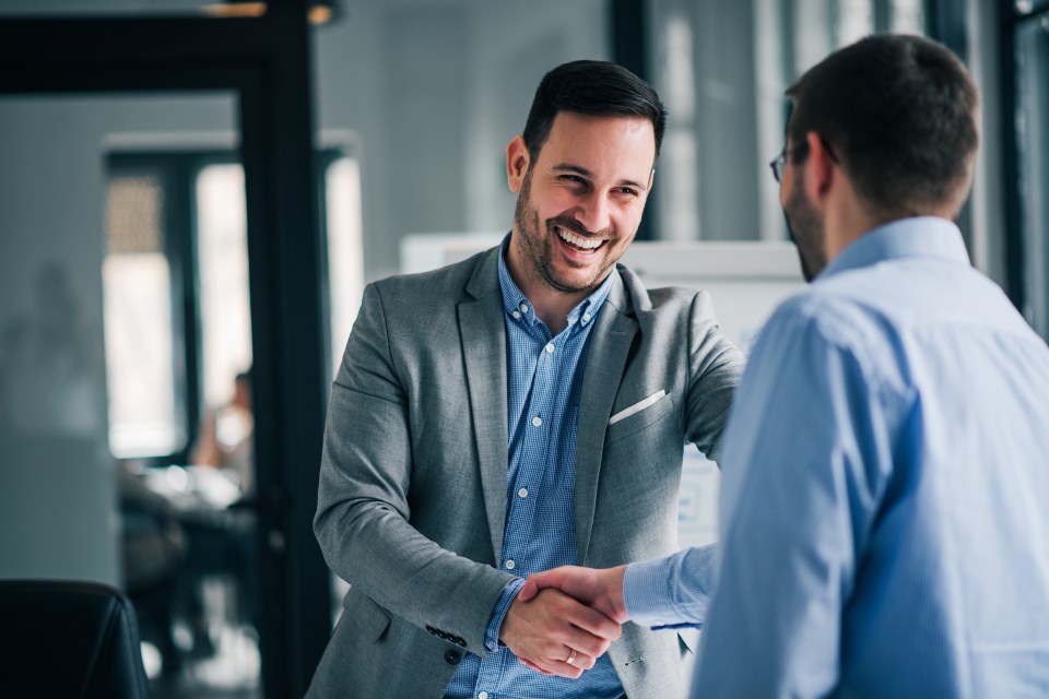Two professional men shaking hands