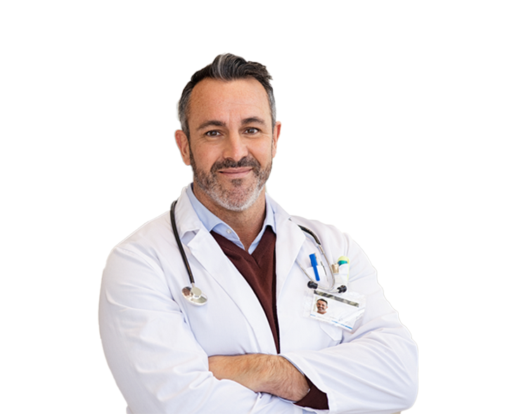 Male doctor with arms folded